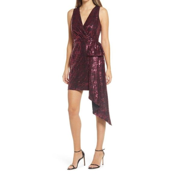 One33 Social Sequin Side Bow Dress in Fuchsia 0 8 - Picture 10 of 12